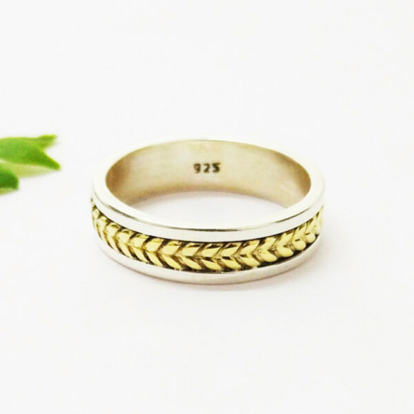 925 Sterling Silver Two Tone Ring Handmade Jewelry