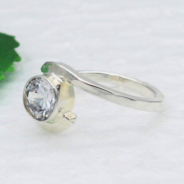 925 Sterling Silver White Topaz Ring Handmade Jewelry Gemstone Birthstone Ring side picture