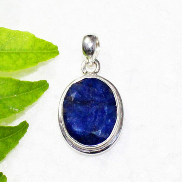 925 Sterling Silver Sapphire Necklace Handmade Jewelry Gemstone Birthstone Pendant front picture