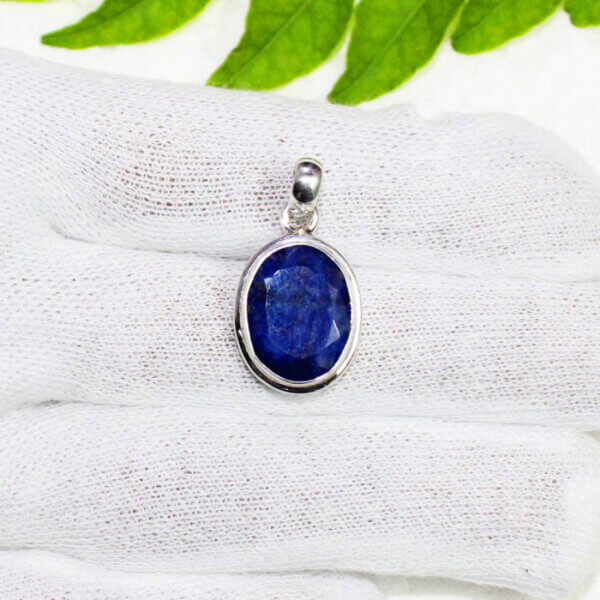 925 Sterling Silver Sapphire Necklace Handmade Jewelry Gemstone Birthstone Pendant