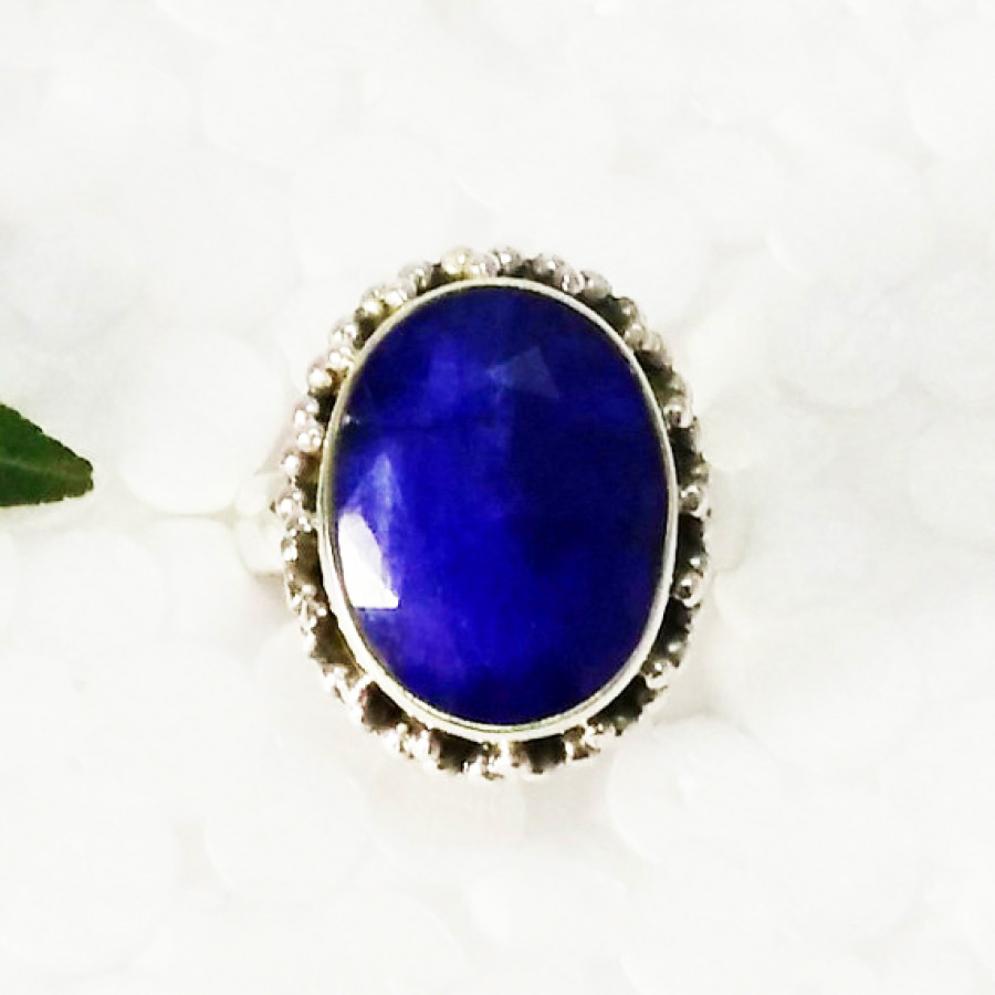 925 Sterling Silver Blue Sapphire Ring, Handmade Jewelry, Gemstone Birthstone Ring, Gift For Women