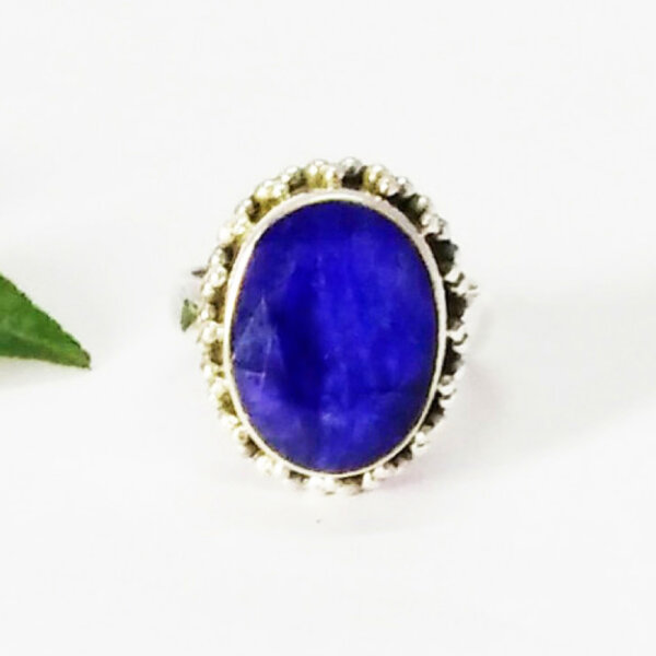 925 Sterling Silver Blue Sapphire Ring Handmade Jewelry Gemstone Birthstone Ring