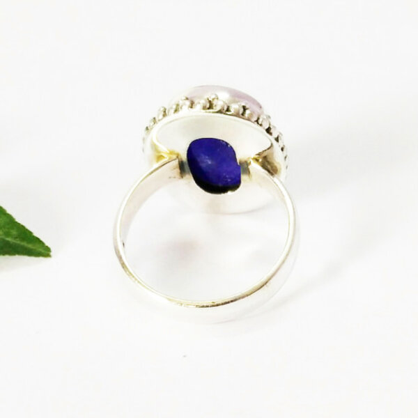 925 Sterling Silver Blue Sapphire Ring Handmade Jewelry Gemstone Birthstone Ring back picture