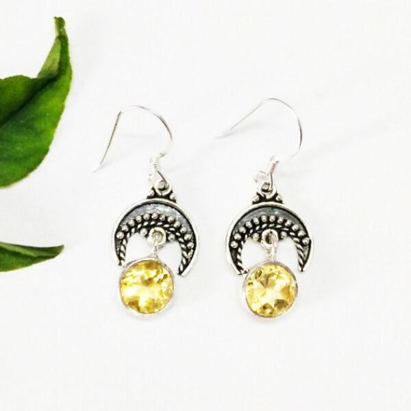 925 Sterling Silver Citrine Earrings Handmade Jewelry Gemstone Birthstone Earrings