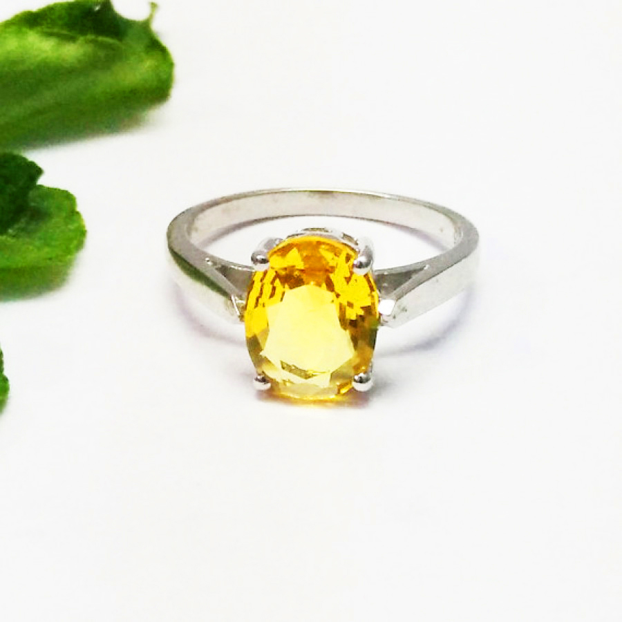 925 Sterling Silver Citrine Ring, Handmade Jewelry, Gemstone Birthstone Ring, Gift For Women