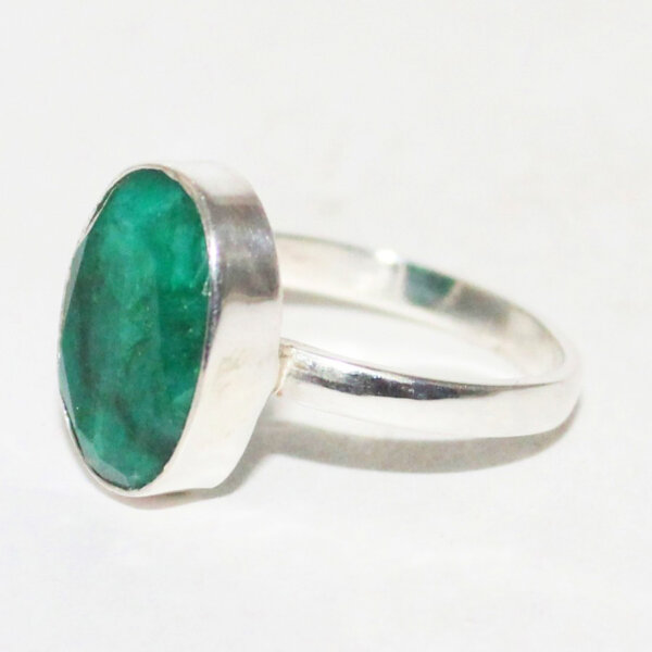 925 Sterling Silver Emerald Ring Handmade Jewelry Gemstone Birthstone Ring side picture