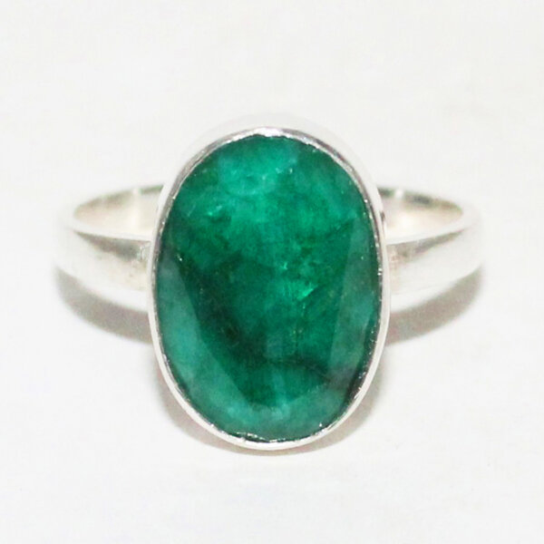 925 Sterling Silver Emerald Ring Handmade Jewelry Gemstone Birthstone Ring front picture