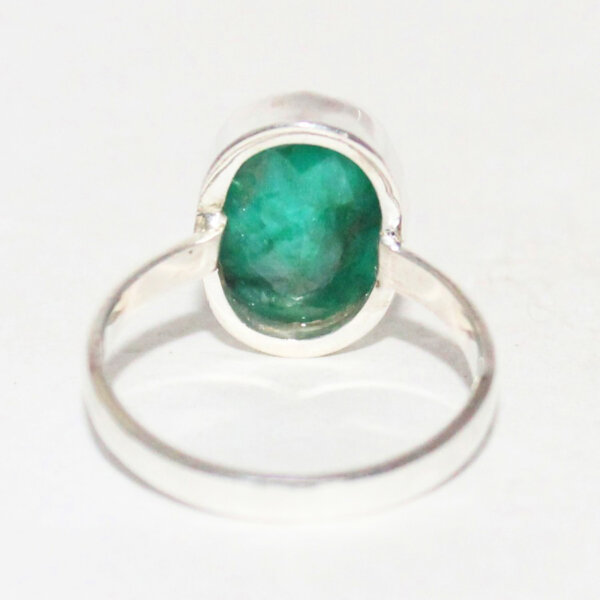 925 Sterling Silver Emerald Ring Handmade Jewelry Gemstone Birthstone Ring back picture