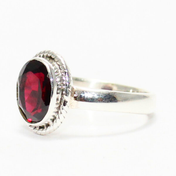 925 Sterling Silver Garnet Ring Handmade Jewelry Gemstone Birthstone Ring side picture