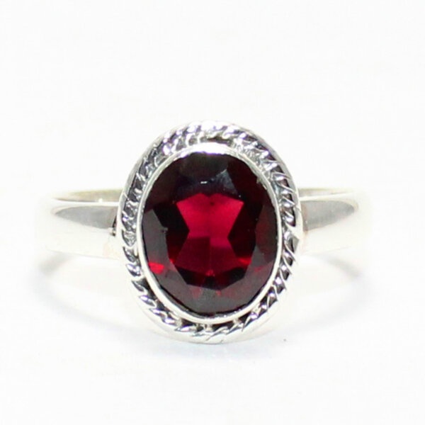 925 Sterling Silver Garnet Ring Handmade Jewelry Gemstone Birthstone Ring front picture