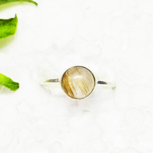 925 Sterling Silver Golden Rutilated Quartz Ring Handmade Jewelry Gemstone Birthstone Ring front picture