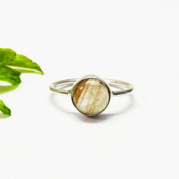 925 Sterling Silver Golden Rutilated Quartz Ring Handmade Jewelry Gemstone Birthstone Ring front picture