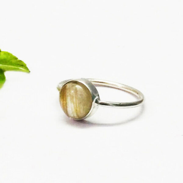 925 Sterling Silver Golden Rutilated Quartz Ring Handmade Jewelry Gemstone Birthstone Ring side picture