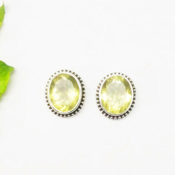 925 Sterling Silver Lemon Topaz Earrings Handmade Jewelry Gemstone Birthstone Earrings front picture