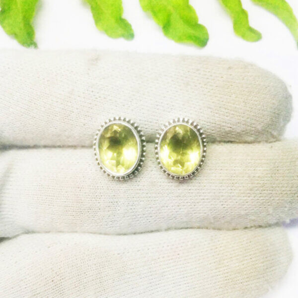 925 Sterling Silver Lemon Topaz Earrings Handmade Jewelry Gemstone Birthstone Earrings hand picture