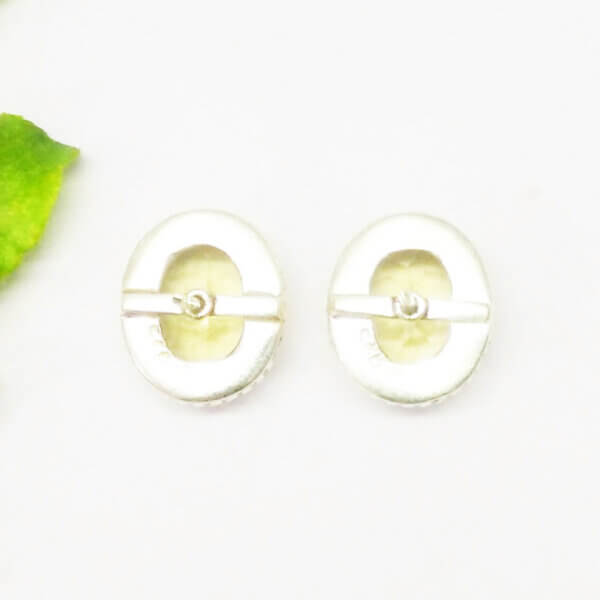 925 Sterling Silver Lemon Topaz Earrings Handmade Jewelry Gemstone Birthstone Earrings back picture