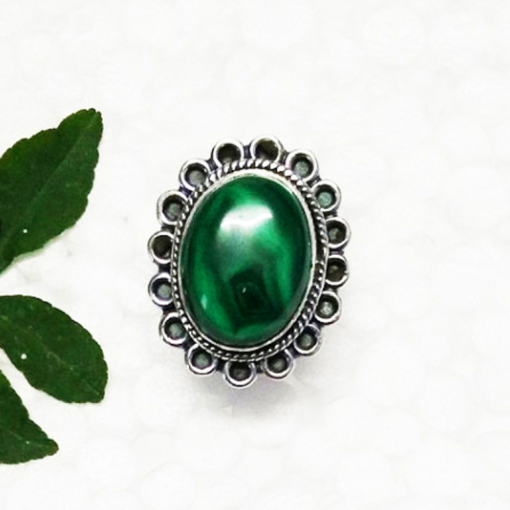 925 Sterling Silver Malachite Ring, Handmade Jewelry, Gemstone Birthstone Ring, Gift For Her