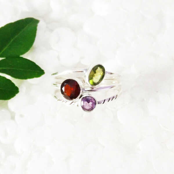 925 Sterling Silver Multi Stone Ring Handmade Jewelry Gemstone Birthstone Ring front picture