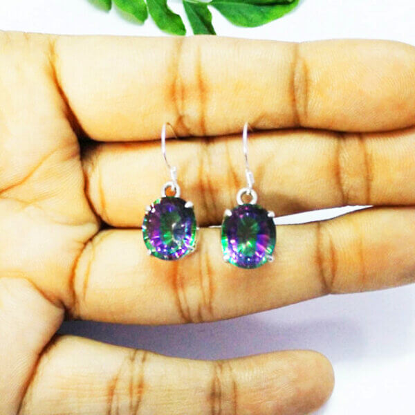 925 Sterling Silver Mystic Topaz Earrings Handmade Jewelry Gemstone Birthstone Earrings hand picture