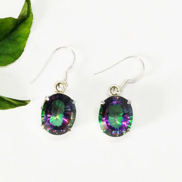 925 Sterling Silver Mystic Topaz Earrings Handmade Jewelry Gemstone Birthstone Earrings front picture