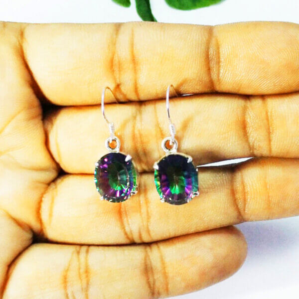 925 Sterling Silver Mystic Topaz Earrings Handmade Jewelry Gemstone Birthstone Earrings hand picture