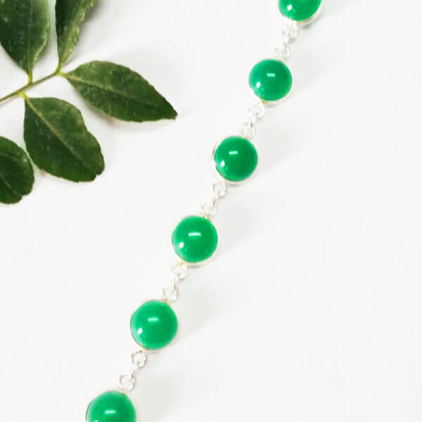 925 Sterling Silver Green Onyx Bracelet Handmade Jewelry Gemstone Birthstone Bracelet side picture