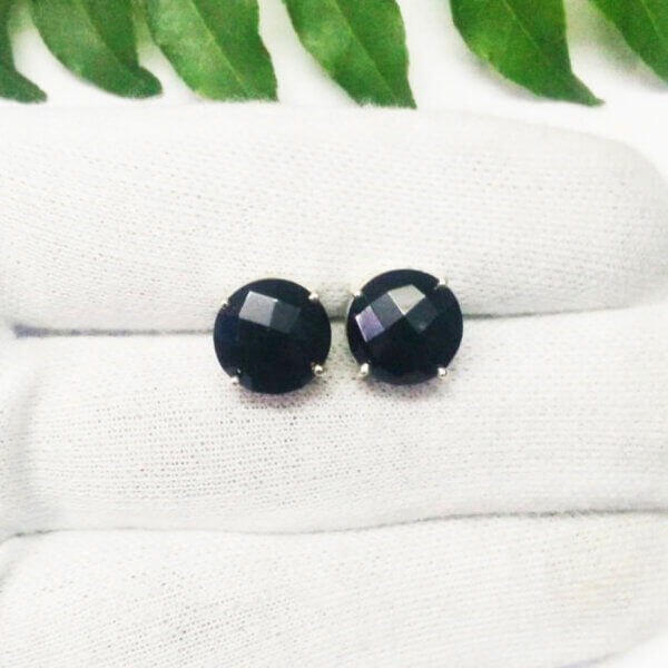 925 Sterling Silver Black Onyx Earrings Handmade Jewelry Gemstone Birthstone Earrings hand picture