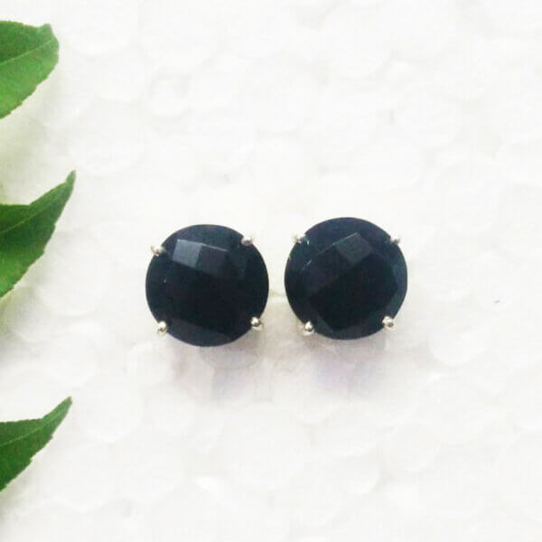 925 Sterling Silver Black Onyx Earrings Handmade Jewelry Gemstone Birthstone Earrings front picture