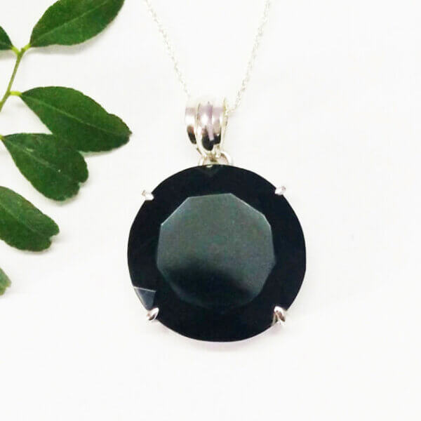 925 Sterling Silver Black Onyx Necklace Handmade Jewelry Gemstone Birthstone Pendant front picture