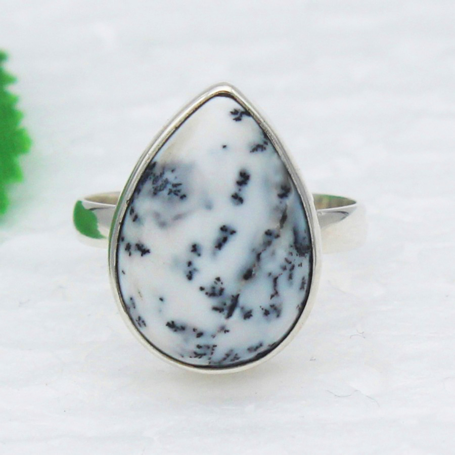 925 Sterling Silver Dendritic Opal Ring, Handmade Jewelry, Gemstone Birthstone Ring, Gift For Women