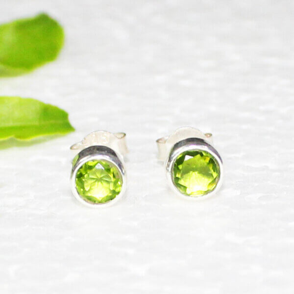 925 Sterling Silver Peridot Earrings Handmade Jewelry Gemstone Birthstone Earrings front picture