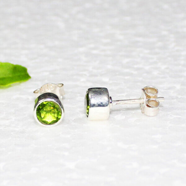 925 Sterling Silver Peridot Earrings Handmade Jewelry Gemstone Birthstone Earrings side picture