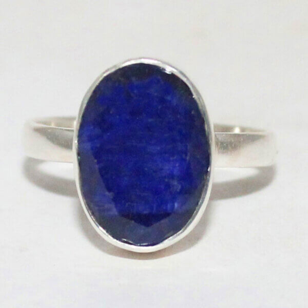 925 Sterling Silver Blue Sapphire Ring Handmade Jewelry Gemstone Birthstone Ring front picture