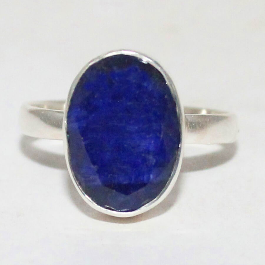 925 Sterling Silver Blue Sapphire Ring, Handmade Jewelry, Gemstone Birthstone Ring, Gift For Women