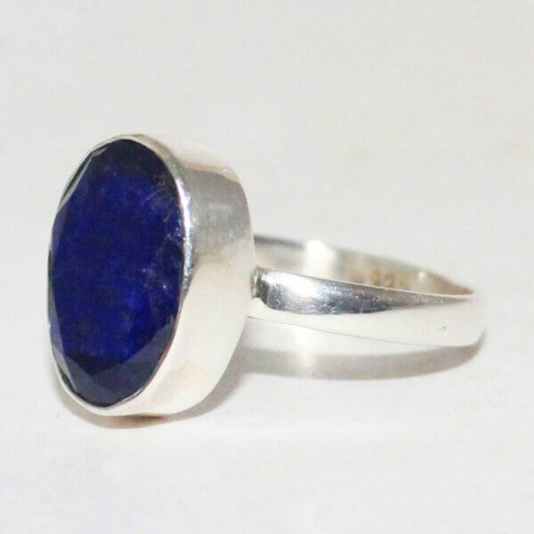 925 Sterling Silver Blue Sapphire Ring Handmade Jewelry Gemstone Birthstone Ring side picture