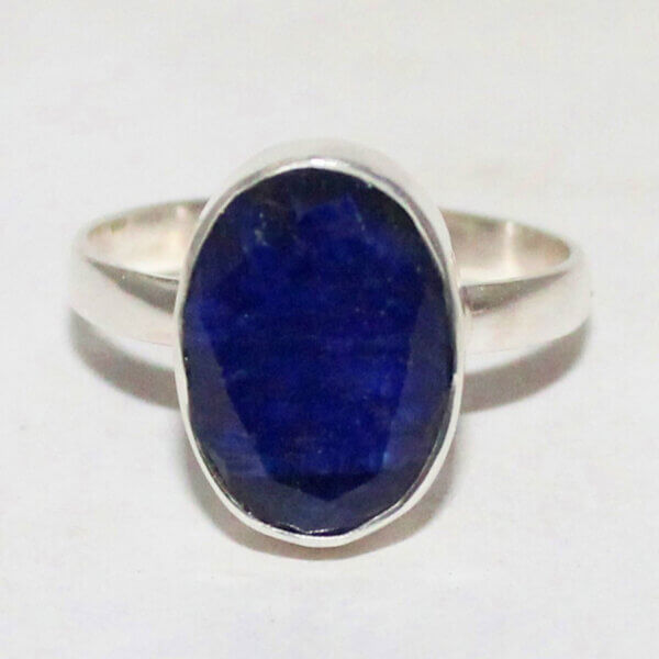 925 Sterling Silver Blue Sapphire Ring Handmade Jewelry Gemstone Birthstone Ring front picture