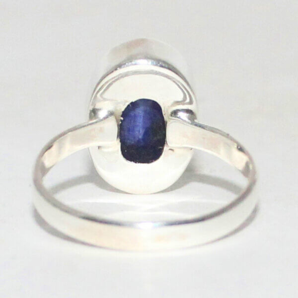 925 Sterling Silver Blue Sapphire Ring Handmade Jewelry Gemstone Birthstone Ring back picture