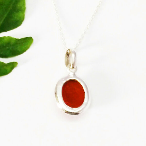 925 Sterling Silver Coral Necklace Handmade Jewelry Gemstone Birthstone Pendant back picture