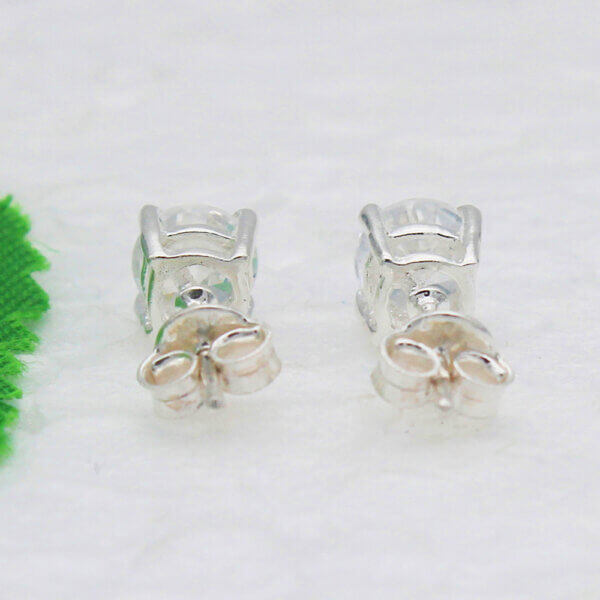 925 Sterling Silver Crystal Earrings Handmade Jewelry Gemstone Birthstone Earrings back picture