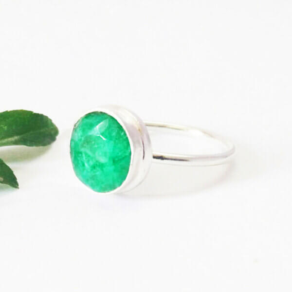 925 Sterling Silver Emerald Ring Handmade Jewelry Gemstone Birthstone Ring side picture