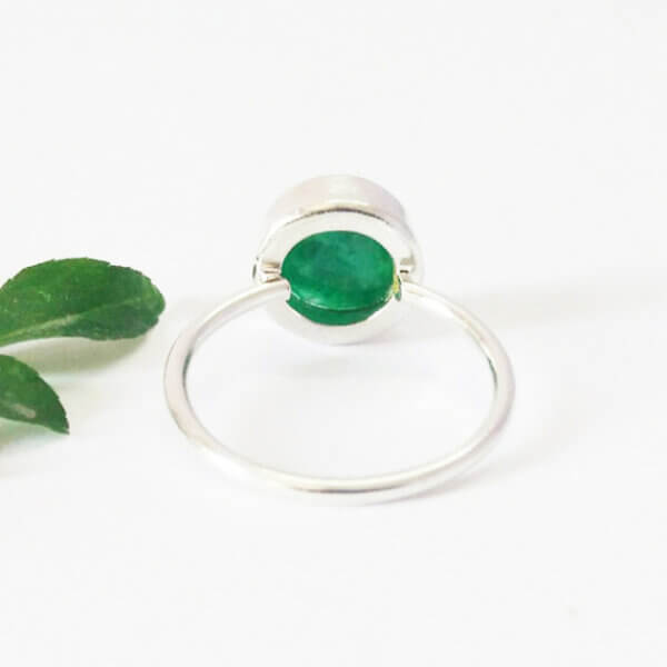 925 Sterling Silver Emerald Ring Handmade Jewelry Gemstone Birthstone Ring back picture