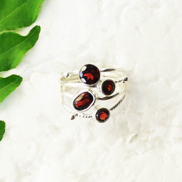 925 Sterling Silver Garnet Ring Handmade Jewelry Gemstone Birthstone Ring front picture