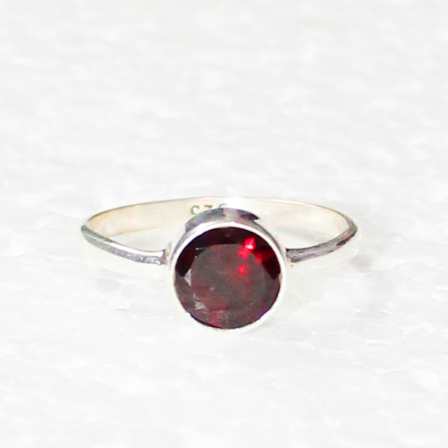 925 Sterling Silver Garnet Ring, Handmade Jewelry, Gemstone Birthstone Ring, Gift For Her