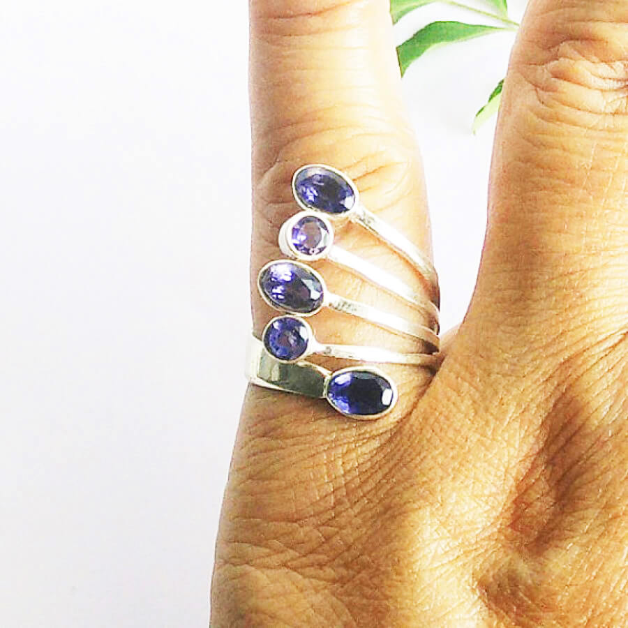 925 Sterling Silver Iolite Ring, Handmade Jewelry, Gemstone Birthstone Ring, Gift For Her