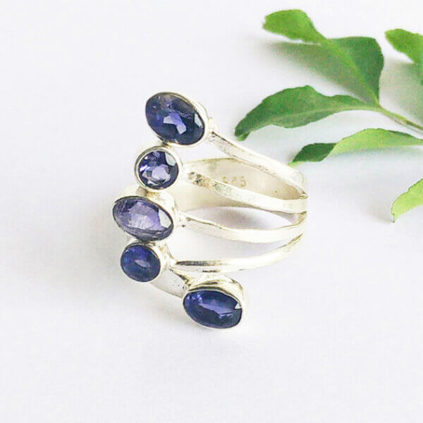 925 Sterling Silver Iolite Ring Handmade Jewelry Gemstone Birthstone Ring front picture