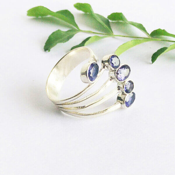 925 Sterling Silver Iolite Ring Handmade Jewelry Gemstone Birthstone Ring side picture