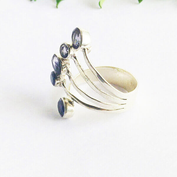 925 Sterling Silver Iolite Ring Handmade Jewelry Gemstone Birthstone Ring side picture