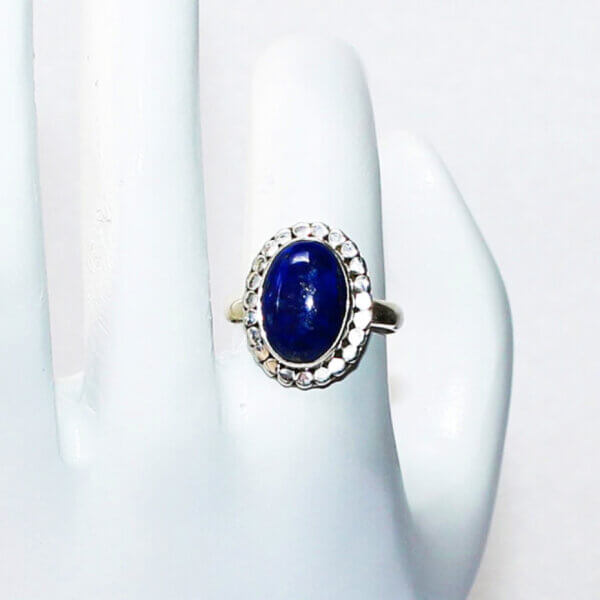 925 Sterling Silver Lapis Lazuli Ring Handmade Jewelry Gemstone Birthstone Ring hand picture