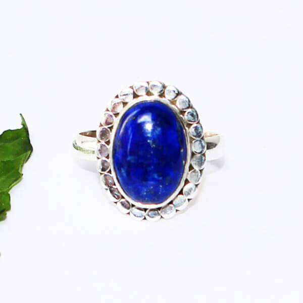 925 Sterling Silver Lapis Lazuli Ring Handmade Jewelry Gemstone Birthstone Ring front picture