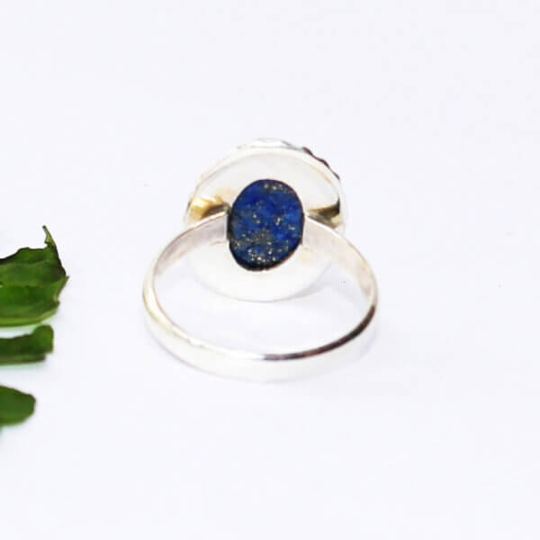 925 Sterling Silver Lapis Lazuli Ring Handmade Jewelry Gemstone Birthstone Ring back picture